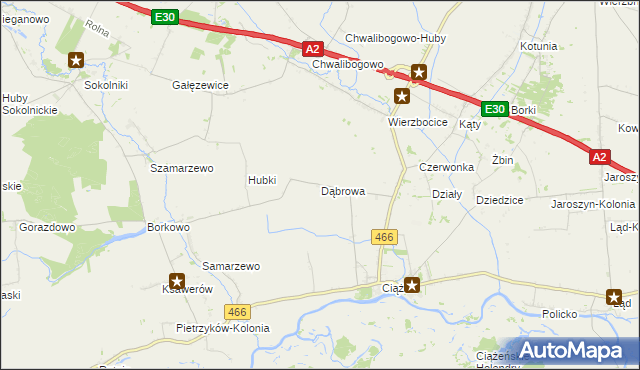 mapa Dąbrowa gmina Lądek, Dąbrowa gmina Lądek na mapie Targeo