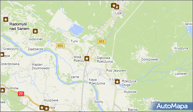 mapa Dąbrowa Rzeczycka, Dąbrowa Rzeczycka na mapie Targeo