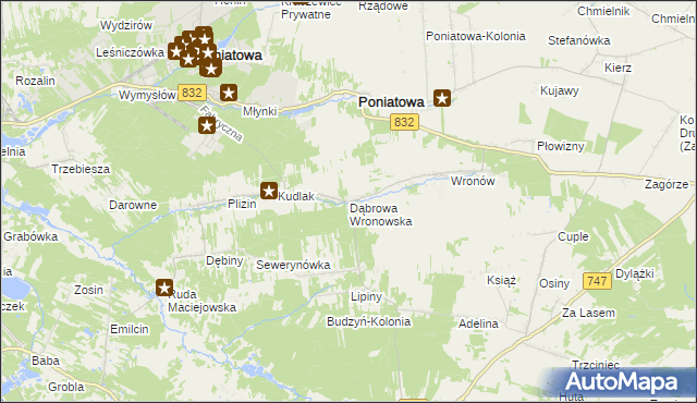 mapa Dąbrowa Wronowska, Dąbrowa Wronowska na mapie Targeo