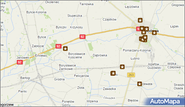 mapa Dąbrówka gmina Kłodawa, Dąbrówka gmina Kłodawa na mapie Targeo