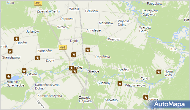 mapa Dąbrówka gmina Popów, Dąbrówka gmina Popów na mapie Targeo