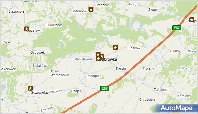 mapa Dąbrówka powiat wołomiński, Dąbrówka powiat wołomiński na mapie Targeo