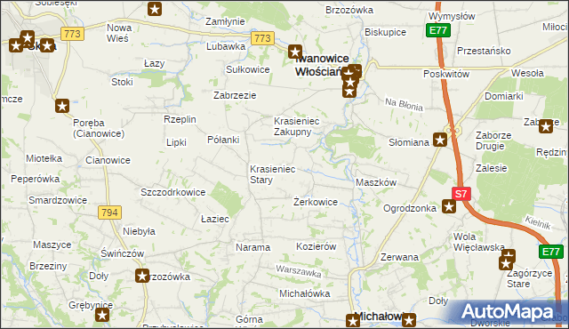 mapa Damice, Damice na mapie Targeo