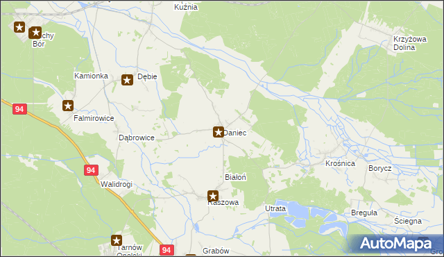 mapa Daniec, Daniec na mapie Targeo