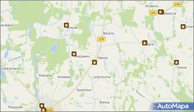 mapa Dębice gmina Maszewo, Dębice gmina Maszewo na mapie Targeo