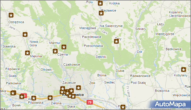 mapa Dębnik gmina Krzeszowice, Dębnik gmina Krzeszowice na mapie Targeo