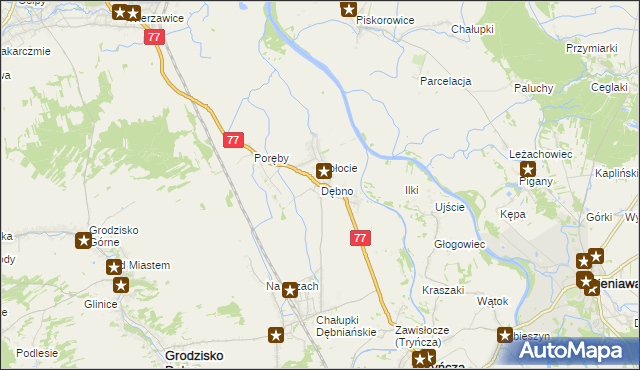 mapa Dębno gmina Leżajsk, Dębno gmina Leżajsk na mapie Targeo