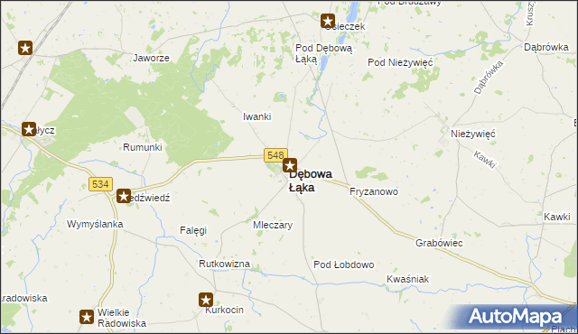 mapa Dębowa Łąka, Dębowa Łąka na mapie Targeo