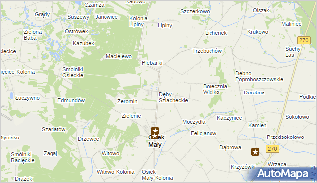 mapa Dęby Szlacheckie, Dęby Szlacheckie na mapie Targeo