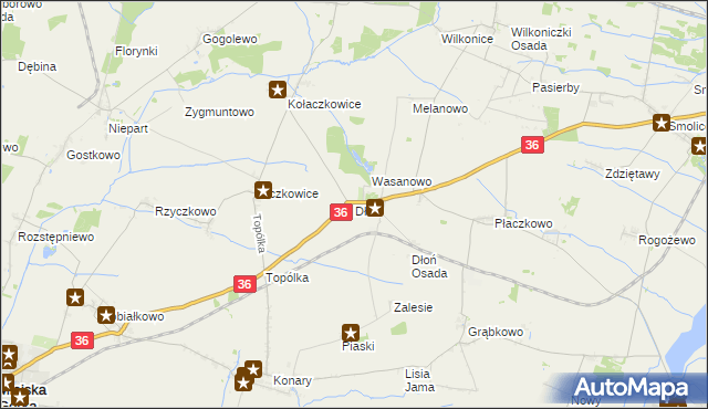 mapa Dłoń, Dłoń na mapie Targeo