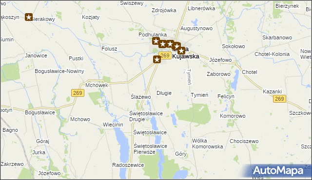 mapa Długie gmina Izbica Kujawska, Długie gmina Izbica Kujawska na mapie Targeo