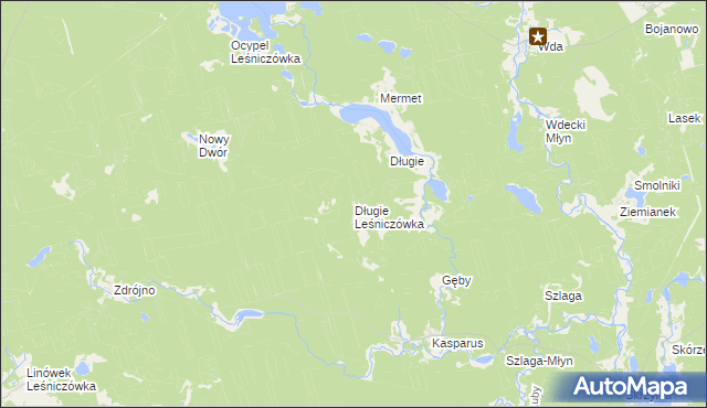 mapa Długie Leśniczówka, Długie Leśniczówka na mapie Targeo