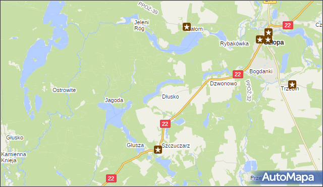 mapa Dłusko gmina Człopa, Dłusko gmina Człopa na mapie Targeo