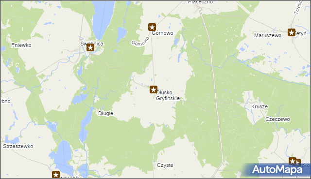 mapa Dłusko Gryfińskie, Dłusko Gryfińskie na mapie Targeo