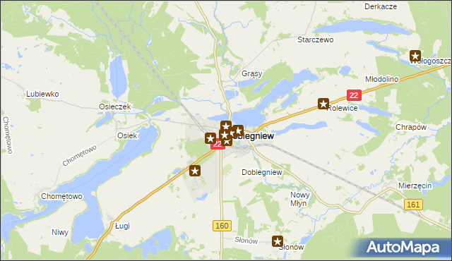 mapa Dobiegniew powiat strzelecko-drezdenecki, Dobiegniew powiat strzelecko-drezdenecki na mapie Targeo