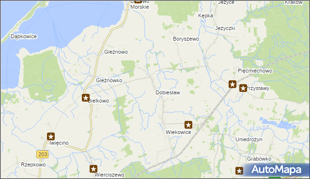 mapa Dobiesław gmina Darłowo, Dobiesław gmina Darłowo na mapie Targeo