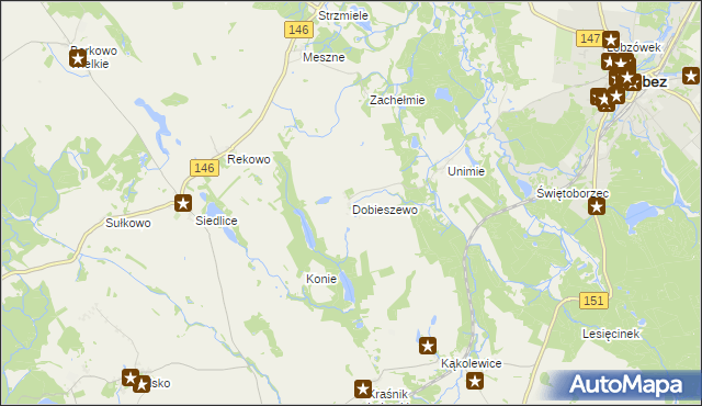 mapa Dobieszewo gmina Łobez, Dobieszewo gmina Łobez na mapie Targeo