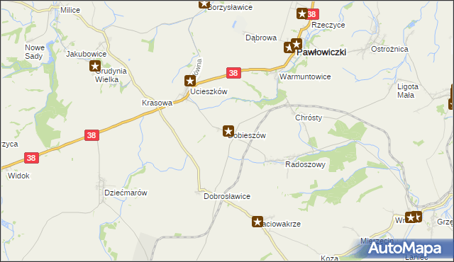 mapa Dobieszów gmina Pawłowiczki, Dobieszów gmina Pawłowiczki na mapie Targeo