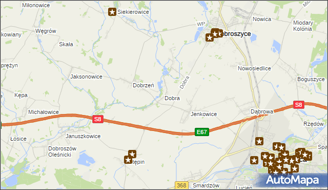 mapa Dobra gmina Dobroszyce, Dobra gmina Dobroszyce na mapie Targeo