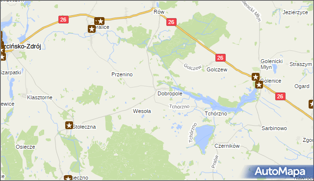 mapa Dobropole gmina Trzcińsko-Zdrój, Dobropole gmina Trzcińsko-Zdrój na mapie Targeo