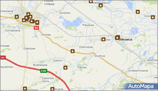 mapa Dobroszów gmina Chojnów, Dobroszów gmina Chojnów na mapie Targeo