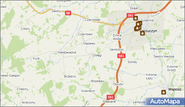 mapa Dołęgi, Dołęgi na mapie Targeo