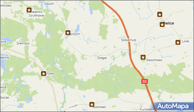 mapa Dołgie gmina Gryfino, Dołgie gmina Gryfino na mapie Targeo
