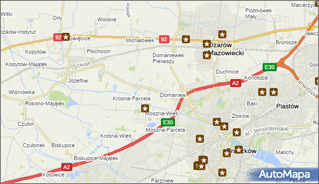 mapa Domaniew gmina Brwinów, Domaniew gmina Brwinów na mapie Targeo