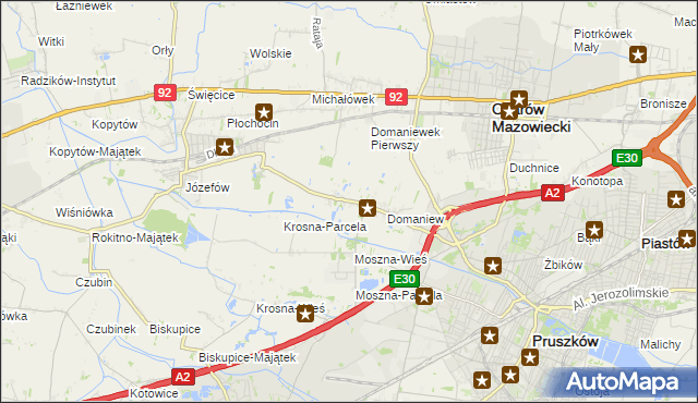 mapa Domaniewek gmina Brwinów, Domaniewek gmina Brwinów na mapie Targeo