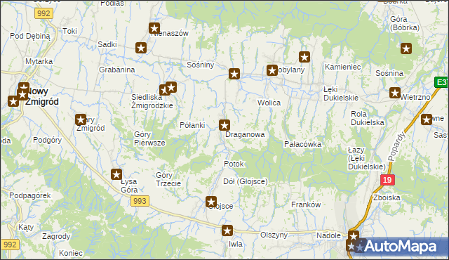 mapa Draganowa, Draganowa na mapie Targeo