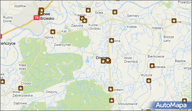 mapa Drwinia powiat bocheński, Drwinia powiat bocheński na mapie Targeo