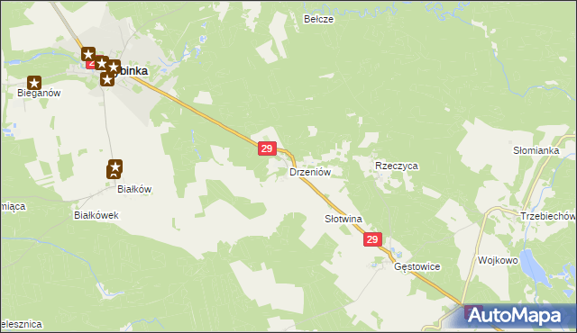 mapa Drzeniów gmina Cybinka, Drzeniów gmina Cybinka na mapie Targeo