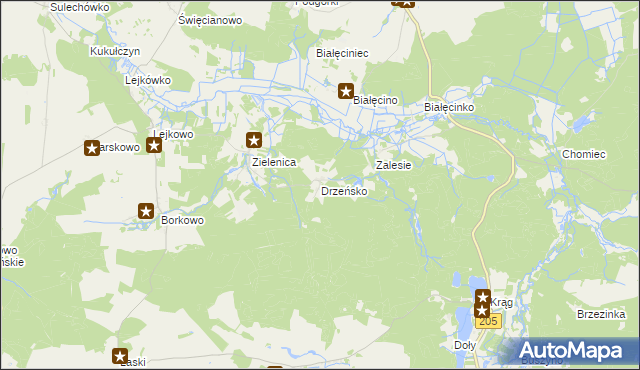 mapa Drzeńsko gmina Malechowo, Drzeńsko gmina Malechowo na mapie Targeo