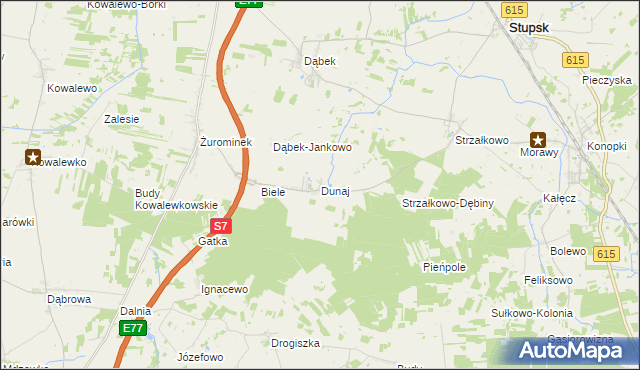 mapa Dunaj gmina Stupsk, Dunaj gmina Stupsk na mapie Targeo