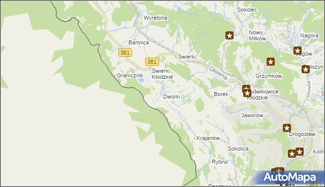 mapa Dworki gmina Nowa Ruda, Dworki gmina Nowa Ruda na mapie Targeo