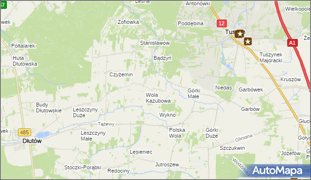 mapa Dylew gmina Tuszyn, Dylew gmina Tuszyn na mapie Targeo