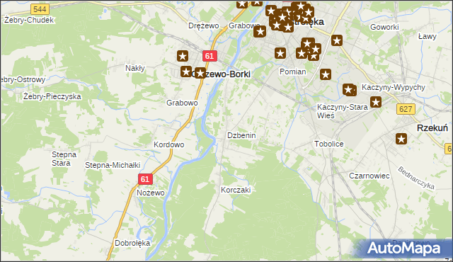 mapa Dzbenin gmina Rzekuń, Dzbenin gmina Rzekuń na mapie Targeo