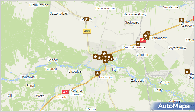 mapa Działoszyn powiat pajęczański, Działoszyn powiat pajęczański na mapie Targeo