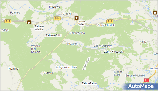mapa Działyń gmina Olszewo-Borki, Działyń gmina Olszewo-Borki na mapie Targeo