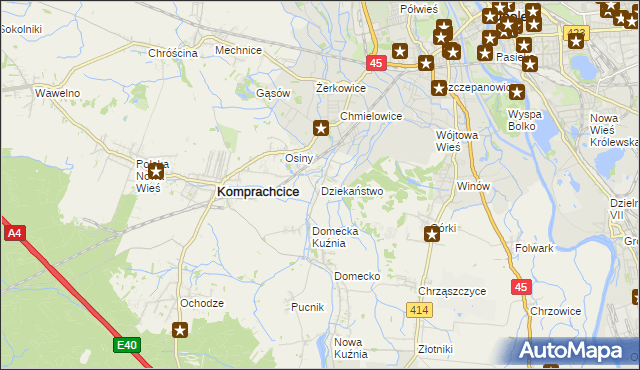 mapa Dziekaństwo, Dziekaństwo na mapie Targeo