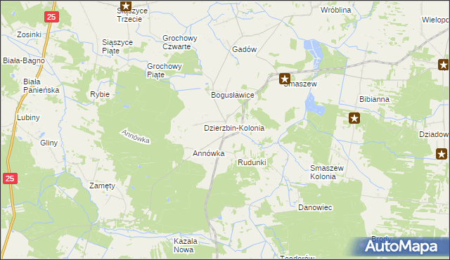 mapa Dzierzbin, Dzierzbin na mapie Targeo