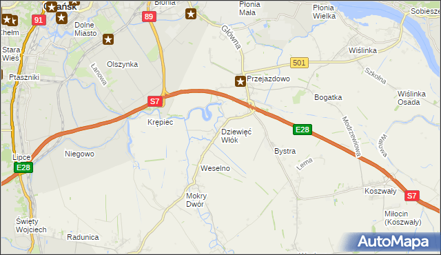 mapa Dziewięć Włók, Dziewięć Włók na mapie Targeo