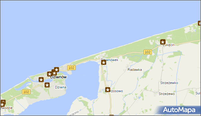 mapa Dziwnówek, Dziwnówek na mapie Targeo