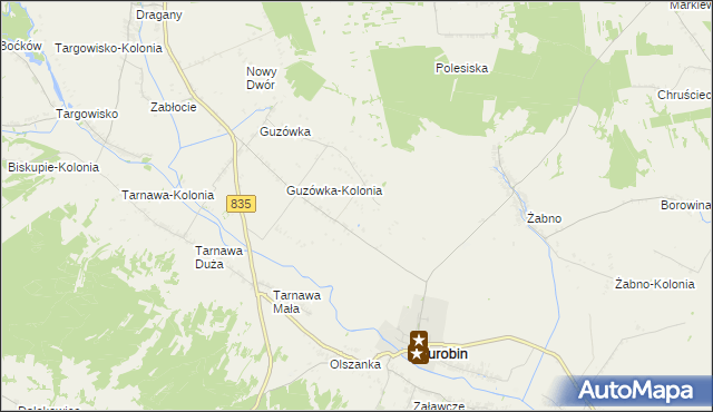 mapa Elizówka gmina Turobin, Elizówka gmina Turobin na mapie Targeo