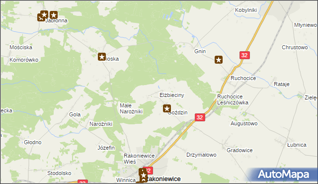 mapa Elżbieciny, Elżbieciny na mapie Targeo