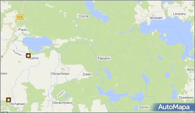 mapa Fabianki gmina Susz, Fabianki gmina Susz na mapie Targeo