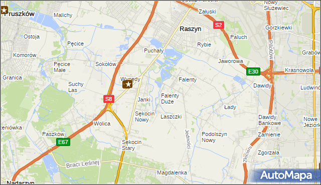 mapa Falenty Duże, Falenty Duże na mapie Targeo