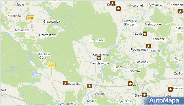 mapa Fanisławice, Fanisławice na mapie Targeo