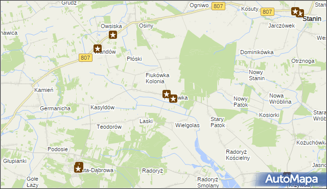 mapa Fiukówka gmina Krzywda, Fiukówka gmina Krzywda na mapie Targeo