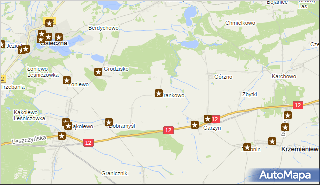 mapa Frankowo gmina Osieczna, Frankowo gmina Osieczna na mapie Targeo